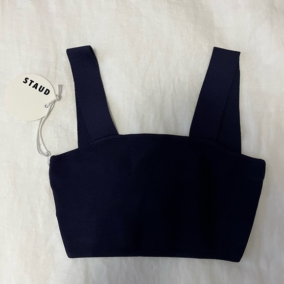 NWT STAUD Navy Zola Cropped Top - Picture 4 of 5